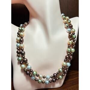 Designer Jewelmark 14k Yellow Gold Multi Freshwater Pearl Double Strand Necklace